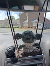 Specchio retrovisore auto decorazione altalena da appendere all'uncinetto Yoda Mandalorian Swinginging 