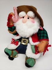 International Silver CO. Plush doll 11" Cowboy Santa Claus 1994