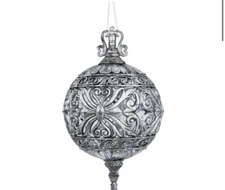 Vickerman Christmas Tree Ornament  10" Antique Silver Shatterproof Resin