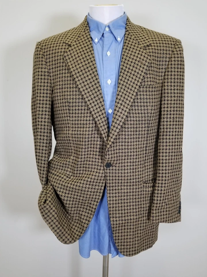 Iconic Versace V2 Jumbo Tooth Check Brown wool Tweed Blazer Sport Coat 50 40L - Image 2 of 4