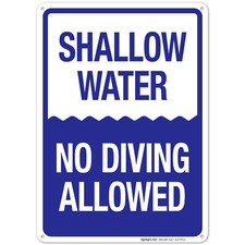 Shallow Water No Diving Allowed Sign, Pool Sign,