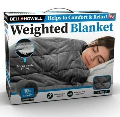 BELL + HOWELL Bell and Howell Weighted Blanket with Glass Beads Filling for Calmer Deep Sleep!