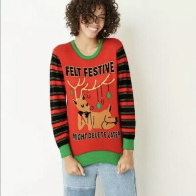 Mighty Fine Sweater Womens Medium Multicolor Ugly Christmas