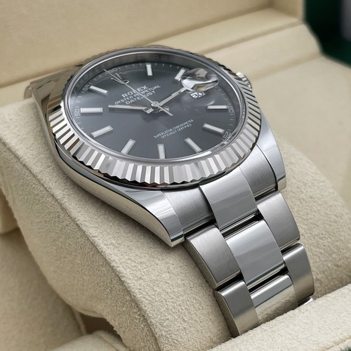 Rolex Datejust 41 Grigio Rodio Index 126334 Lunetta Zigrinata Ostrica Completo - 第 4/8 張圖片