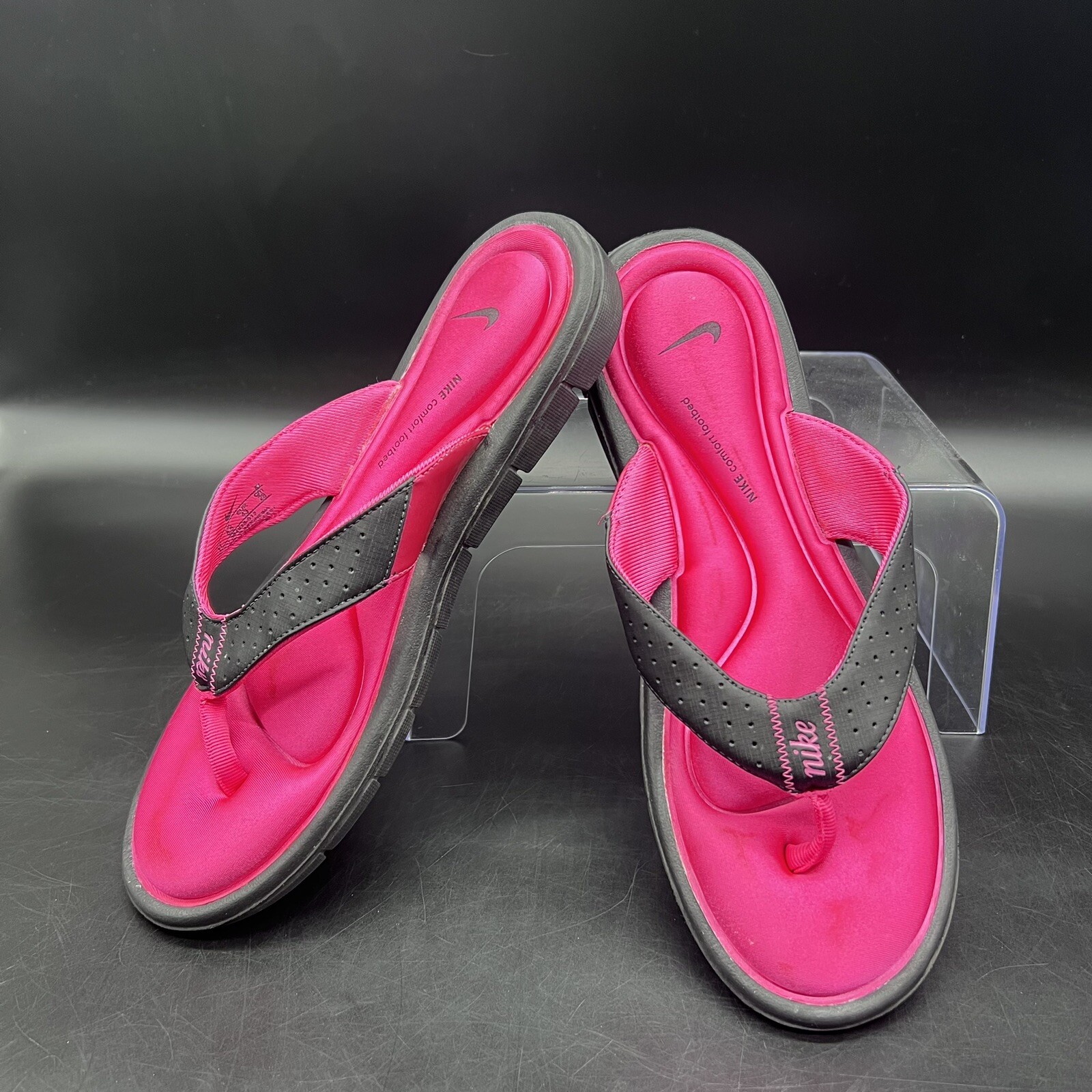 NIKE Comfort Footbed Womens US 11 Black Pink Cushione… Gem