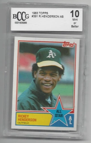RICKEY HENDERSON 1983 Topps All Star #391 Graded BCCG 10 Mint Oakland A's