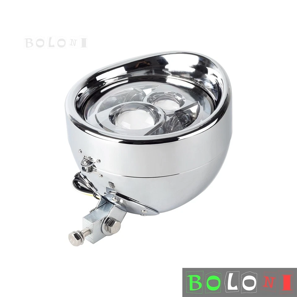 E9 7" Chrome LED Retro Headlight For Harley Heritage Fat Boy Softail 1986-2014 — 第 3/4 张图片