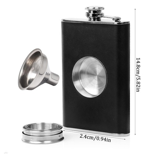 Travel Flask For Liquor Hip Flask with Stainless Steel Foldable Cup & Funnel - Picture 7 of 10