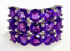 HSN Colleen Lopez Sterling Silver 3-Row Amethyst Band Ring Size 6 — photo 1