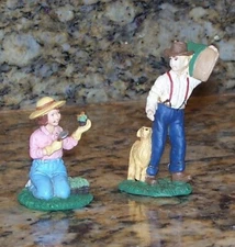 Midwest of Cannon Falls Valley Young Farmer Man & Woman Gardening Figurines RARE