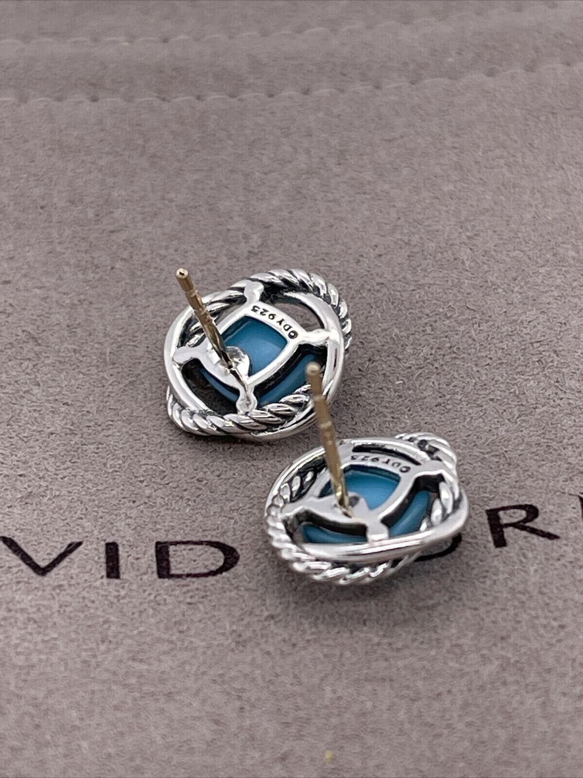 David Yurman Infinity Earrings with Turquoise Ste… - image 5