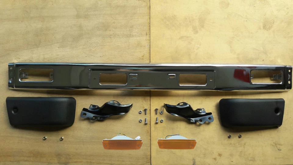 Chrome Front Bumper Lights Bracket set 3PCS type For Toyota 1984-86 Pickup 2WD Foto 2 de 4