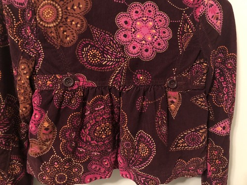 Gap Kids Girls Sz M 8-9 Years Corduroy Quilted Lined Jacket Coat Pink Floral - Picture 5 of 9