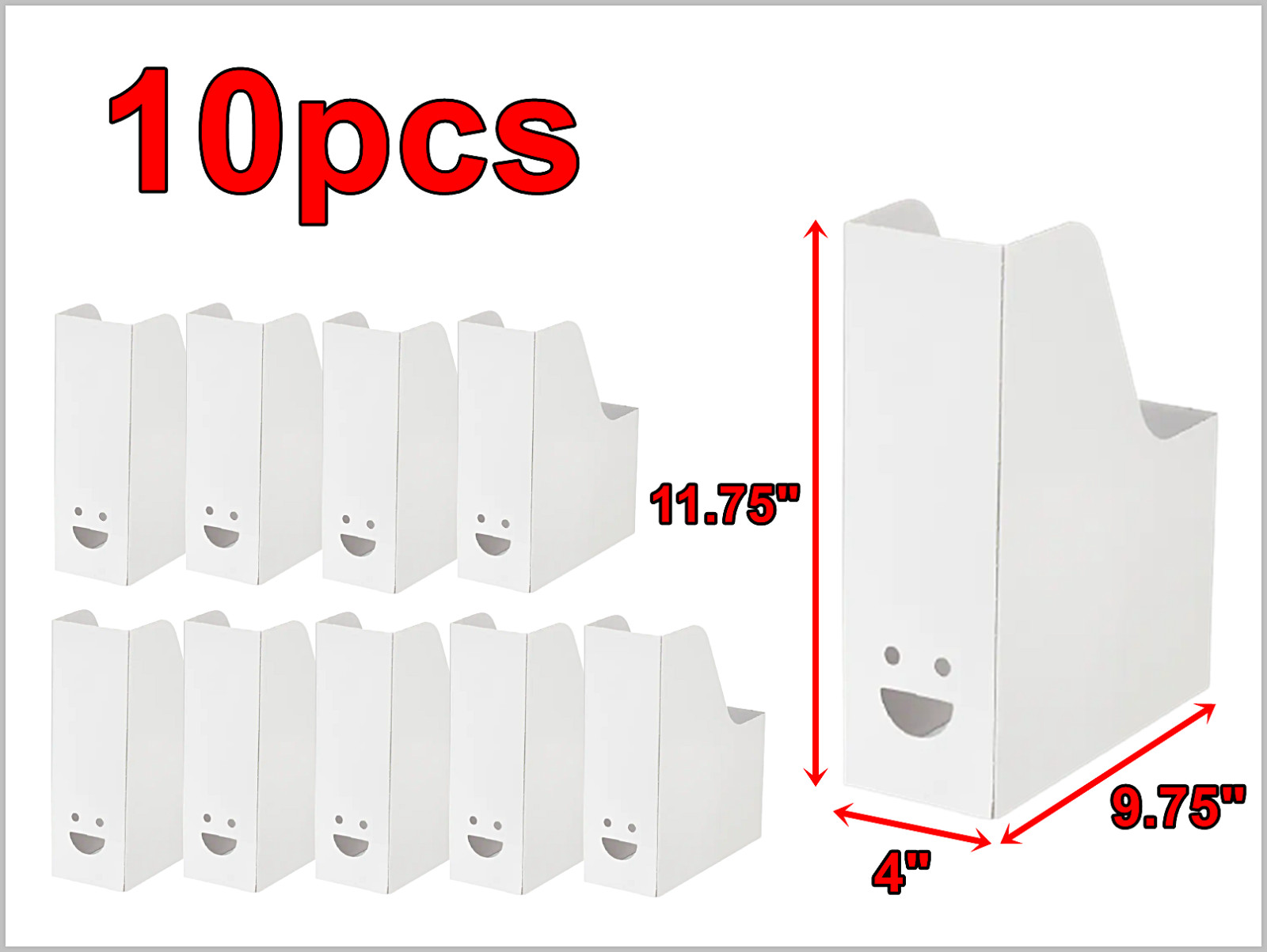 10pcs White Cardboard Holders Organizers for Office File Paperwork Magazine 