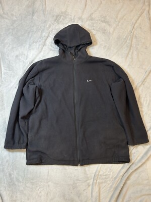 Nike Reversible Hooded Jacket Zip Up Black Large Y2K Baggy