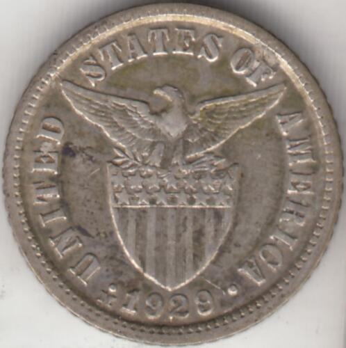 US-PHILIPPINES 10 centavos 1929 M SILVER Coin - Picture 1 of 2