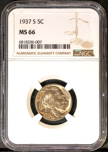 1937-S 5c Indian Head Buffalo Nickel MS 66 NGC # 6818206-007 + Bonus