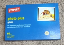 Photo Plus Gloss 4x6 Inch Staples Photo Paper 60 Sheets - For All Injet Printers