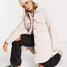 Asos Object Quilted Wool Mix Shacket Size 8 Eu 36