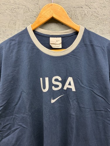 Nike USA T-Shirt Men’s L Navy Blue Red Sleeve Olympic Sportswear - Picture 2 of 9