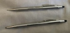 Vintage CROSS Silver Pen Pencil Set Pinstripe