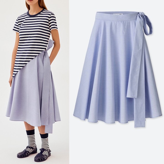 UNIQLO x J.W. Anderson JWA High Waist Flare Cotton Skirt in Blue Size