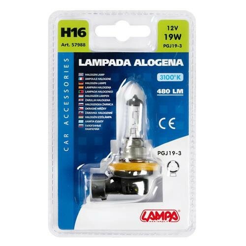 Lampadina singola alogena 12V H16 PGJ19-3 19W 3100K 480LM