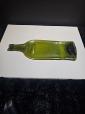 Melted Flattened Green Wine Bottle. Cheese Tray Or Spoon  Rest. 12 Inches.