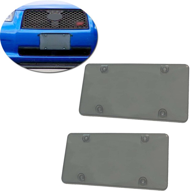 2X Smoked License Plate Cover Tag Frame Shield Tinted Bubbled Flat