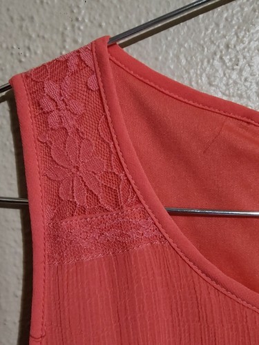 Girls Peach Orange Disney D-Signed Size 14 / 16 Asymmetrical Chiffon Lace Dress - Picture 7 of 9