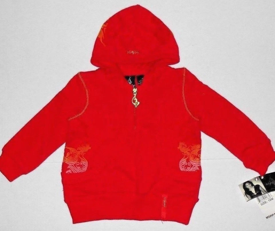 Niñas Pequeñas Diseñador BABY PHAT Top Rojo Chaqueta con Capucha Pullover Talla 4 Difícil de Encontrar Foto 3 de 4