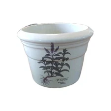 Zanesville Stoneware Planter SPEARMINT Crock Flower Pot Mentha Spicata Herb Ohio