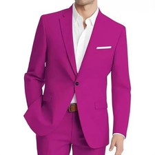 Men Wedding Groom One Button 2pcs Suits Jacket Pants Slim Fit Dance Formal Dress