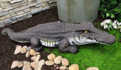 Large Realistic Prowling Alligator Crocodile Yard Garden Home Statue 39'' Long