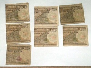 Lot of 7 1000 Pesos Bills Mexico Bank Note Circulated 1984 1985 Sor Juana Ines