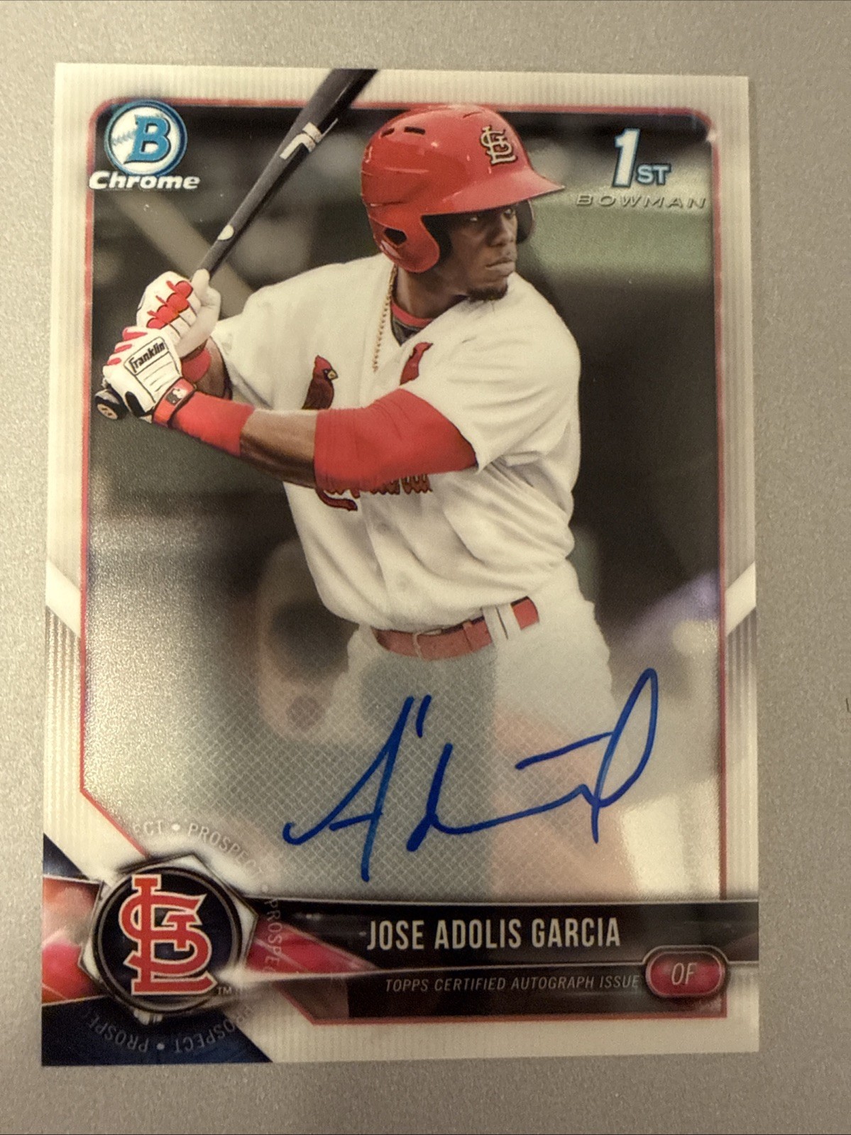 Jose Adolis Garcia 2018 Bowman Chrome #CPA-BW 1st Prospect Auto Refractor /499