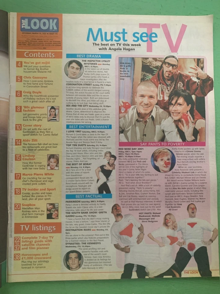 THE LOOK mag 10-Mar-2001 EASTENDERS Red Nose Day Lindsey Coulson Chris Gascoyne - Image 2 of 4