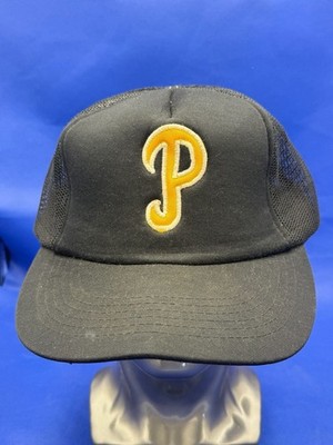 Vintage Neil's Trucker Hat Cap Black Yellow P Logo Size M/L