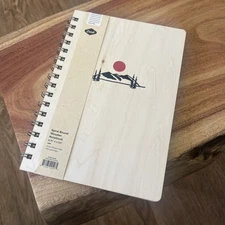 Denik Mountain Sunrise Sprial Bound Wooden Notebook 130 Lined PGS 8 3/4X 6.125”
