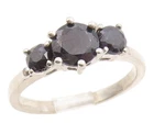 925 Sterling Silver Vintage Ring Elegant Three Stone Onyx Band  Sz 7  RG36178
