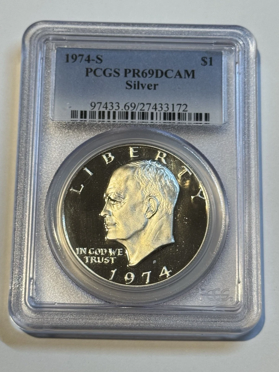 PCGS Certified PR 69 Graded 1974 Eisenhower Dollars (1971-1978