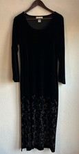Vintage 90s Y2K Casual Corner Black Velvet Maxi Dress M Goth Whimsigoth Glitter