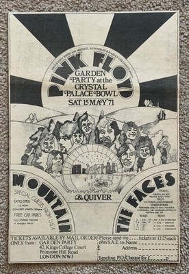 PINK FLOYD+CRYSTAL PALACE BOWL+1971+MUSIC PRESS ADVERT+25cms x 16cms