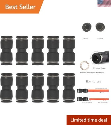 Stainless Steel & Plastic 3/8  Pneumatic Connectors - 10 Pack for Versatile Use