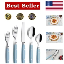 Colorful Retro Stainless Steel Tableware - 20-Piece Set for Stylish Gatherings