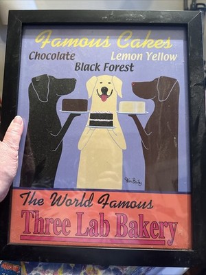 Three Lab Bakery by Ken Bailey Famous Cakes Black Frame 15.5 x12.5 