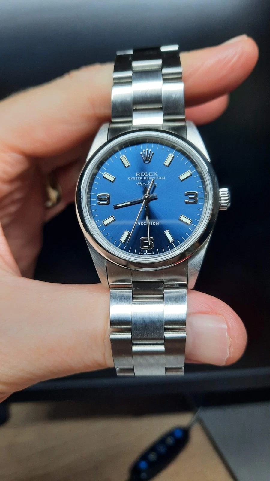 Rolex Air-King Oyster Perpetual SS Blue dial (3-6-9) Arabic 14000, c. 2000