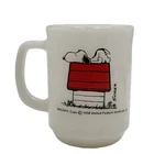 Vtg Fire King 1958 Snoopy Mug I Think I'm Allergic to Morning Milk Glass Anchor