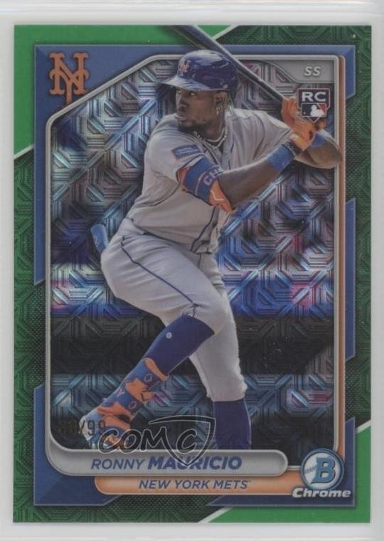 2024 Bowman Chrome Mega Box Green Mojo Refractor 88/99 Ronny Mauricio #24 10c3