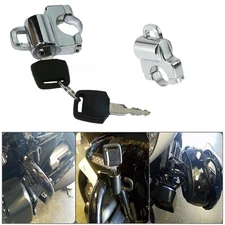 Motorcycle Universal Helmet Lock Chrome For 7/8" 22MM Handlebar Harley Motorbike